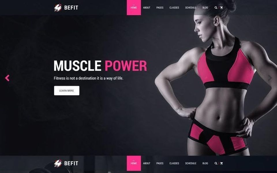 Diseño web para un gimnasio: portada oscura con bloques de entrenamiento